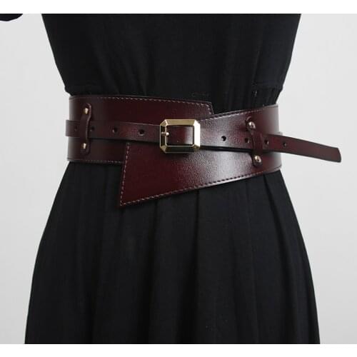 Luxury Wide Waist Belt Genuine Cow leather Waistband Spring Dress Belt Strap Accessories Irregular Adjustable Cowhide Women Belt