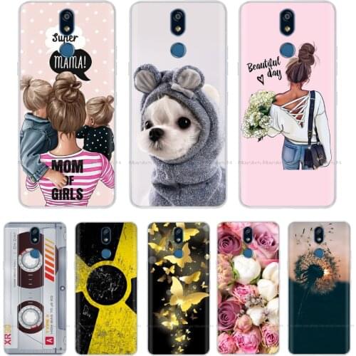 5.7inch Silicon Case For LG K40 Case Soft TPU Transparent Phone Back Cover For LG K40 K 40 2019 Protective Coque bumper flower