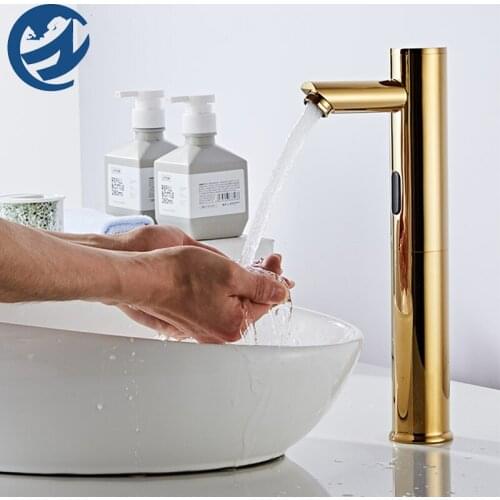 Brass Golden/Black Smart Sensor Bathroom Basin Faucet Automatic Sensor Faucet Hot Cold Water Mixer Crane Bathroom Faucet 31.2cm