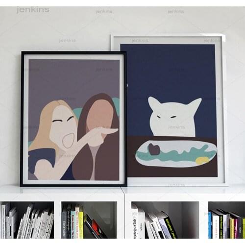 Modern Cartoon Posters and Prints Cute Cat Eat Food Canvas Painting Wall Pictures for Living Room Bedroom Cuadros Home Decor