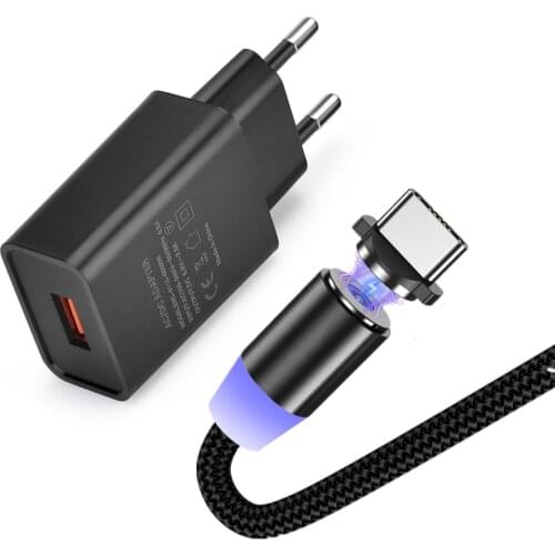 1M LED Magnetic Cable Type C Cable Nylon Braided Type C Magnet Charge Cable For Samsung A12 S21 Xiaomi 11 Huawei Phone Charger