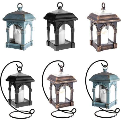 New Candle Lantern Shape Solar LED Light IP44 Waterproof Outdoor Home Hang Lamp Black Bronze Copper with Bracket 8 hours