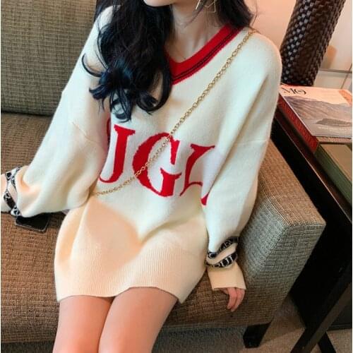 Loose lazy sweater women autumn/winter Korean style hedging thickened outer wear western style long sweater skirt