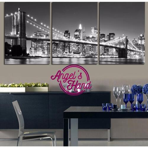 New York Brooklyn bridge 3pcs Triptych full square diamond painting cross stitch 5d diamond embroidery mosaic Wedding decoration