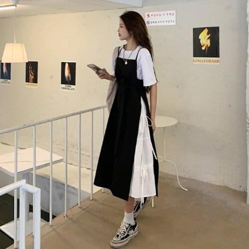 Womens Summer Dresses Show High Temperament and Gentle Wind At The Waist and Fake Two Long Skirts