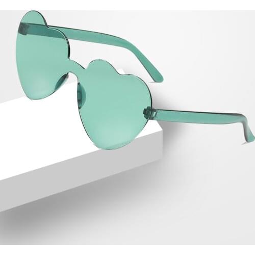 Heart-shaped Frameless Woman Sunglasses Candy Color Dazzling Color Transparent Polarized Lens Trend Personality Girl Sunglasses