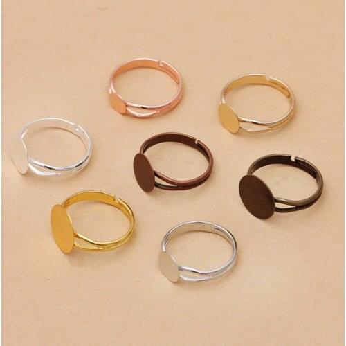 10pcs 18mm Rings Settings Y-Shape Bases Bezel Tray Copper Ring Blank Base Fit 6/8/10/12mm Cabochon Cameo DIY Jewelry Making