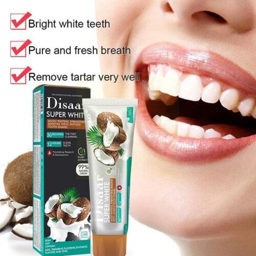100g Coconut Toothpaste Daily Use Whitening Teeth Remove Fights Teeth Plaque &decay Strengthen Stains, Smokers D3F5