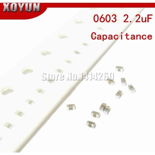 100pcs 0603 2.2uF X5R Error 10% 16V 0603 225 SMD Thick Film Chip Multilayer Ceramic Capacitor