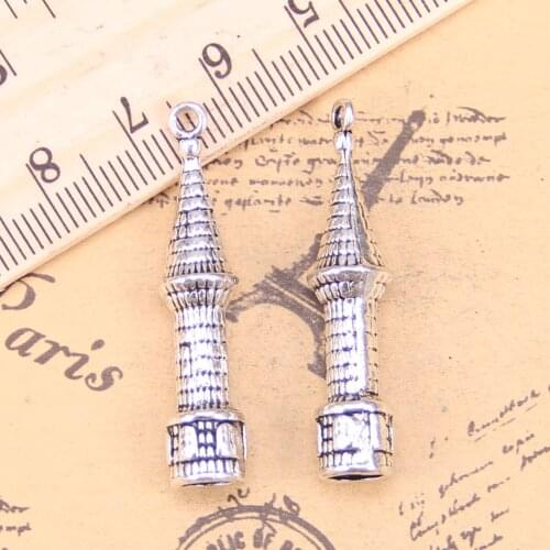 4pcs Charms castle spire 41x10x10mm Antique Pendants,Vintage Tibetan Silver Jewelry,DIY for bracelet necklace