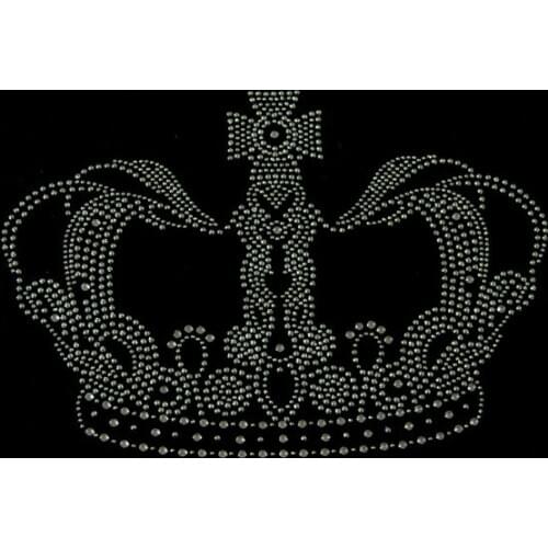 2pc/lot Queen Crown White clear Iron on Hotfix Application iron on crystal transfers design rhinestone iron on patches shirt