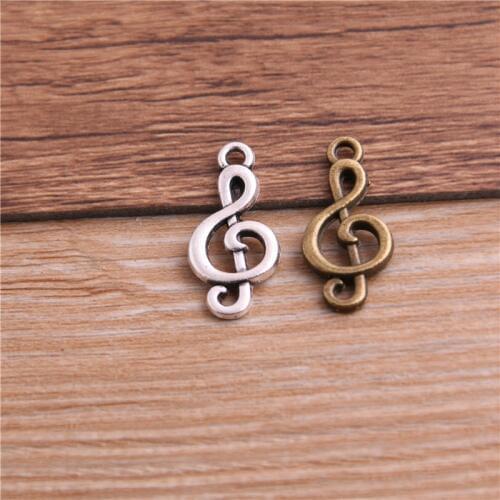 20pcs 11*23mm Two Color Alloy Music Notation Charm For DIY Making Bracelet,Necklace Jewelry Metal Charm