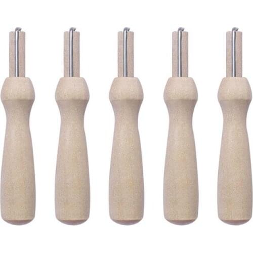5pcs Wooden Handle Holder with Felting Needles DIY Craft Sewing Needlework Felt Hand Needles Tool