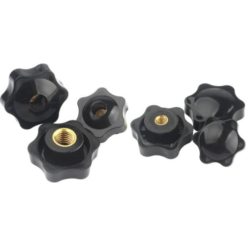 6pcs 32# 38# M5 M6 M8 M10 Plum Bakelite Hand Tighten Nuts Handle Thread Star Mechanical Black Thumb Nuts TX Nuts
