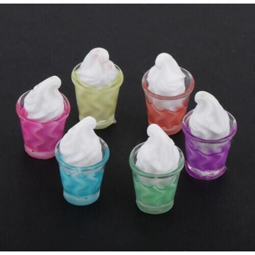 6pcs 1/12 Miniature Dollhouse Sundaes Model Ice-cream Mini Pretend Play Doll Food Toy Accessories