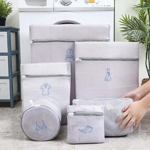 6Pcs/Set Laundry Bag Thickened Korean Embroidery Wash Bag Home Washing Machine Storage Mesh Bag Laundry Tools