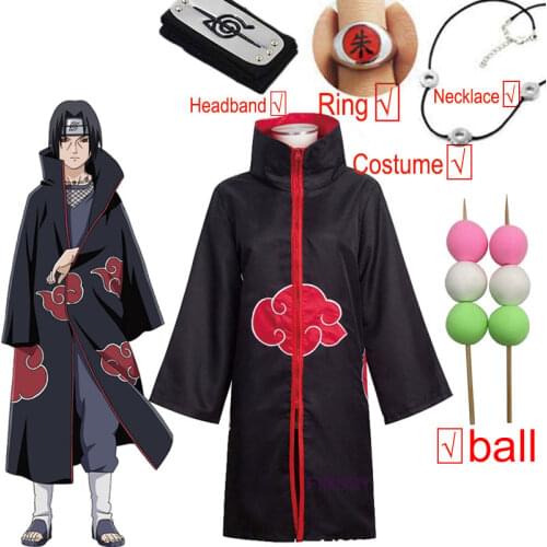 Akatsuki Nagato Cosplay Costume HAPYTO Deidara Itacy Halloween Costume for Kids Boys Men Women Suzaku Ring Cloak Headband Ball
