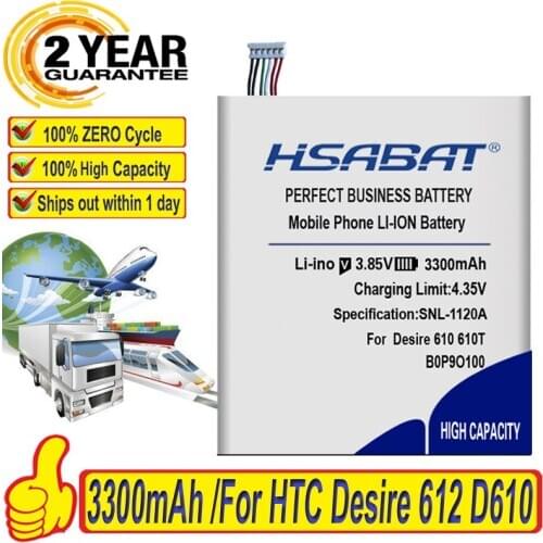 HSABAT Battery For HTC Desire 612 D610 D610n D610t 610 612 D610n D610t battery B0P9O100 BOP9O100 3300mAh