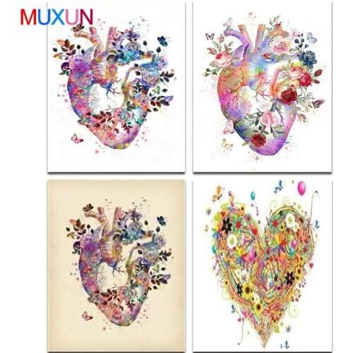 Muxun Heart Anatomy 5D Diy Diamond Painting Medicine Student Gift Organ Art Color Embroidery Doctor Office Wall Decoration Lx583