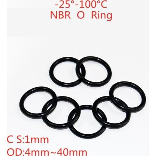 Car nitrile rubber gasket, black CS 1mm O-ring OD 4mm ~ 40mm NBR, corrosion resistant O shape, sealing washer