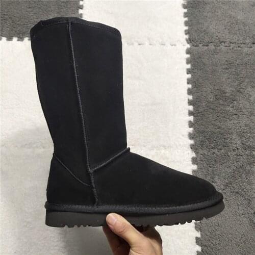 Australia Genuine leather Fur Snow boots women Top High quality Boots Winter Boots for women Warm Botas Mujer large size 43 44