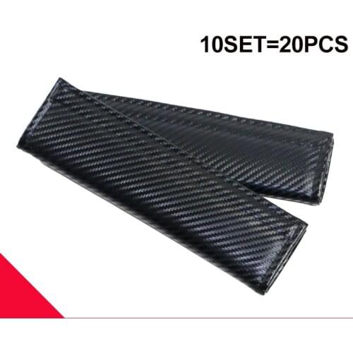 10sets 24cmx6cm Carbon Fiber Black Auto Padding Seat Belt Car-Covers In Cars Interior Decoration Universal for All Car Styling