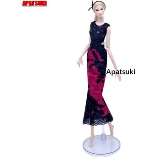 Black Red Lace Clothes For Barbie Doll Dress Outfits Set Party Gown Tank Top Shirt & Skirt 1/6 Dolls Accessories Kids Toys