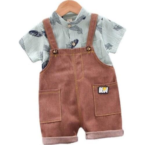 Kids Infant Overalls New Summer Children Fashion Clothing Baby Boy Girl Cartoon Shirt Shorts 2Pcs/sets Toddler Cotton Sportswear