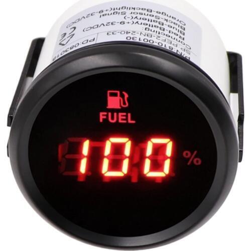 52mm Digital Fuel Level Gauge 240~33 ohm Oil Tank Level Indicator 0~190ohm Fuel Gauge 9~32V for Car Boat