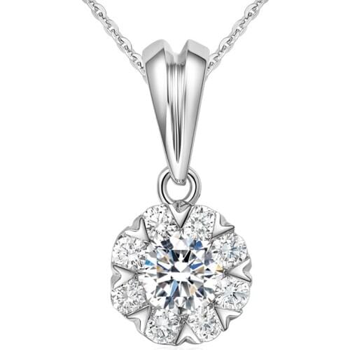 18K Au750 White Gold Women Pendants Necklaces Round Wedding Anniversary Engagement Party Moissanite Diamond Pendants Necklaces