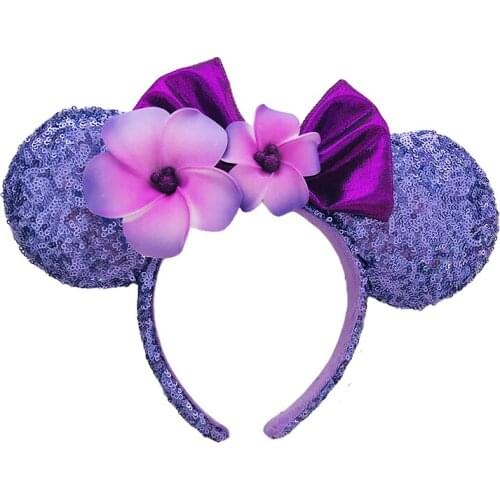 2020 June New Headband Plush Toy Plumeria Rubra Bow-knot Authentic Mickey Sequin Ears Costume Cosplay Lovely Gift