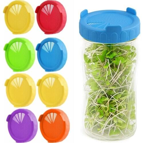 2Pcs Wide Mouth Mason Jars Lids Plastic Screen Sprouting Strainer Lids Kit Germination Tank Filter Cover for Growing Bean Sprout