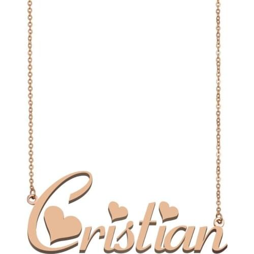 Cristian Name Necklace, Custom Nameplate Necklace Choker for Women Best Friends Birthday Wedding Christmas Mother Days Gift