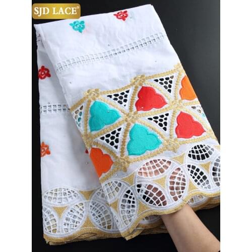 SJD LACE Dubai Lace Design African Lace Fabric Embroidery Swiss Voile Lace In Switzerland Pure Cotton For 2021Everyone Sew A2260