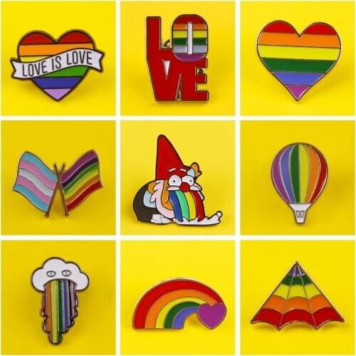 LGBT Pride Brooch Women Men Rainbow Flags Intersex Brooch Pins Heart Gay Brooches Badge On Cloth Denim Jackets LGBT Accessories