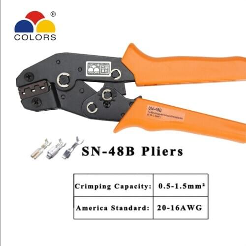Mini european style crimping pliers SN-48B crimping tool crimping plier 0.5-2.5mm2 AWG20-13 multi tool TAB 2.8,4.8 Terminal