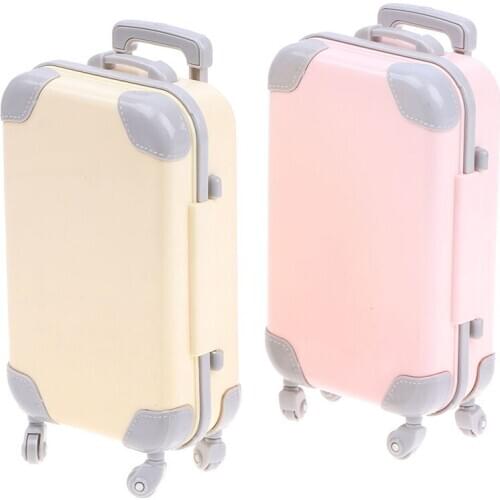 Mini Plastic Suitcase Luggage Doll Accessories Furniture Kids Toys Play House 3D Travel Train Suitcas For Baby Doll Gift