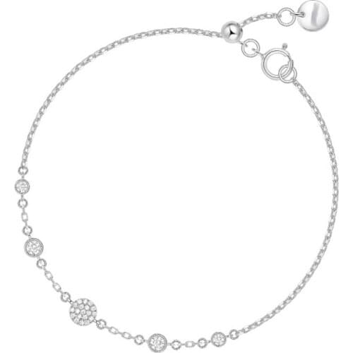 SLJELY Fashion 925 Sterling Silver Exquisite Round Disc Bracelet micro pave Cubic Zirconia Stones Women Fine Jewelry