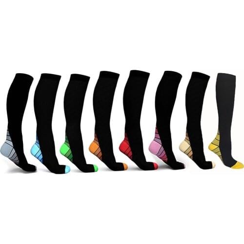 Mens elastic compression socks over knee stripes sports long barrel pressure ankle socks,Women compression socks