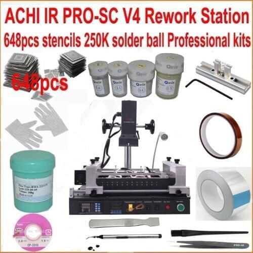 New ACHI IR PRO SC V4 bga rework station IR motherboard soldering machine + Full set 648pcs bga stencils kit + 250K solder ball