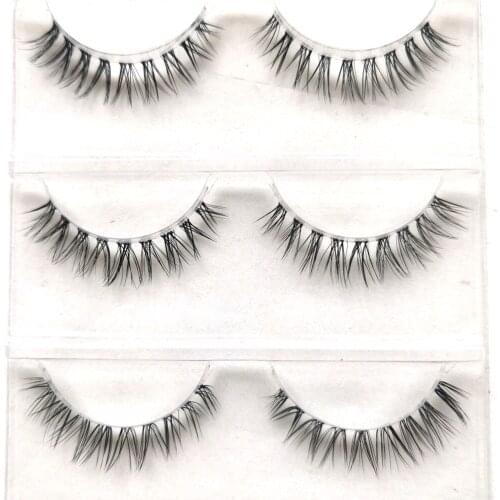 NEW handmade false eyelashes Natural eyelashes with long false eyelashes Thick cross nude makeup Transparent soft stem eyelash