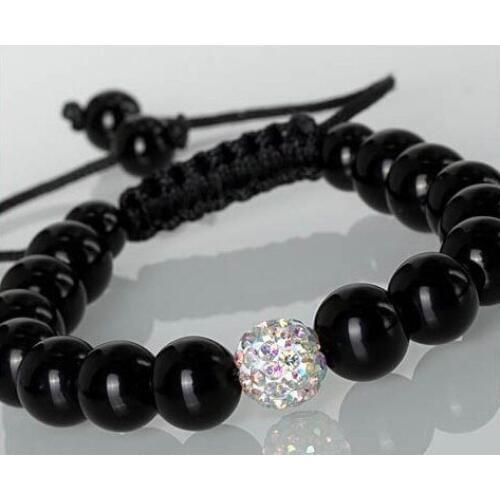 Jk9le 10mm Hot disco Ball Beads Bangles black resin pearl FRDG Bracelet jewelry Christmas Gift crystal