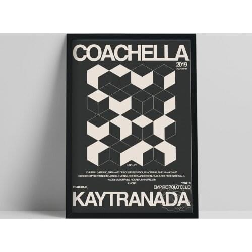Canada Dj Kaytranada Black White Poster, Coachella 2019 Californa Gig Wall Art, Electronic Music Fans Collect, Hip Hop Prints