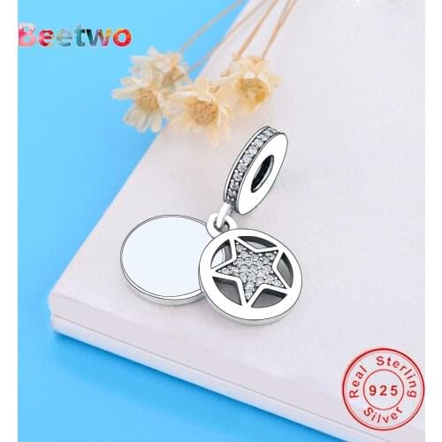 925 Sterling Silver Star Dangle Charm Bead Pendant Fit Original Pandora Charms Silver Bracelet Bead Fashion Jewelry Berloque
