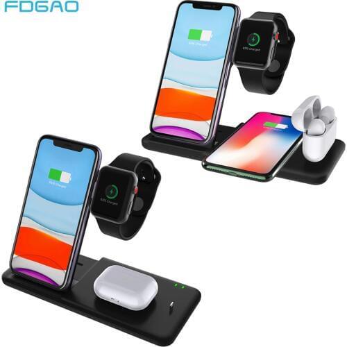 QI 15W Fast Charge 4 In 1 Wireless Charger For iPhone 11 XS XR X 8 Qi Charging Dock Stand for Apple Watch 5 4 3 2 1 Airpods Pro