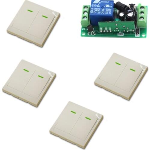 RF Wireless Remote Control Switch System 10A 1 Ch Receiver Relay Module Wall Transmitter For Lighting Lamp Fixed Code 315/433Mhz