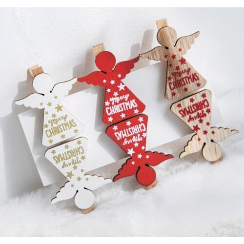 Christmas wooden English letter clip photo clip angel elk clip Christmas tree decoration accessories