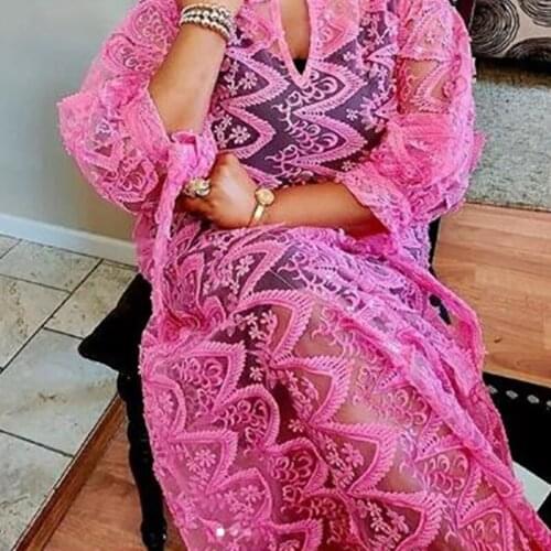 Pink 3D Milk Silk French Tulle Lace Fabric 5Yards Nigerian Sequins Lace Fabric Embroidery African Lace Fabric For Party Y1906