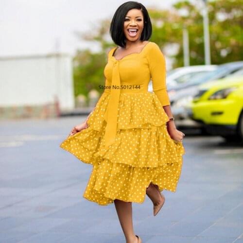 S-3XL Plus Size Women African Ball Gown Dresses 2021 Spring Autumn Midi Dress Ladies Casual Vestidos Beach Party Robe Femme