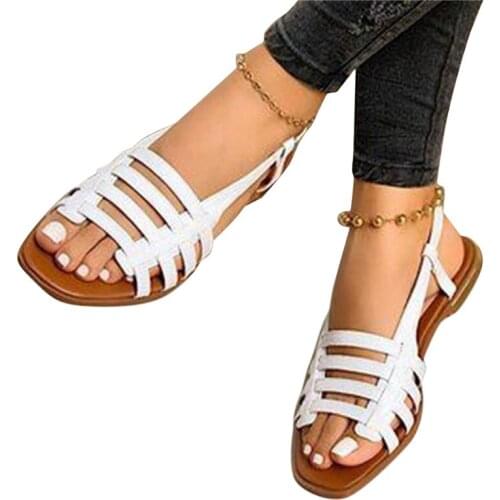 2021 Summer Beach Sandals Comfortable Leather Woven Ladies Casual Shoes Open Toe Women Shoes New Outdoor Wear Lady Shoes